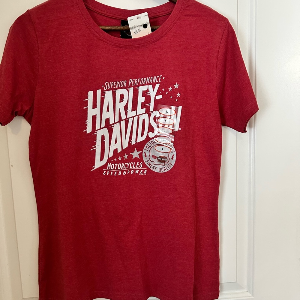 Harley-Davidson Red Tee with White Winged Logo